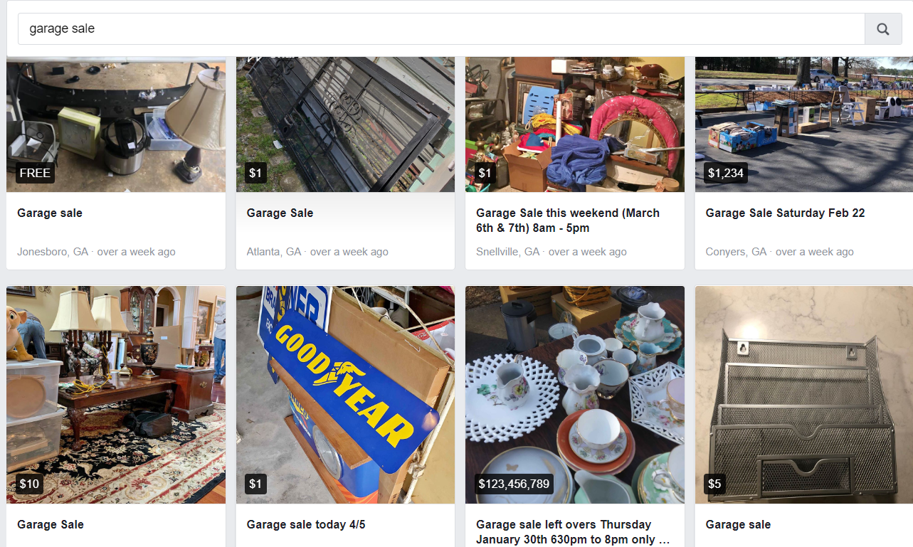 aplicaciones de búsqueda de venta de garaje - facebook marketplace