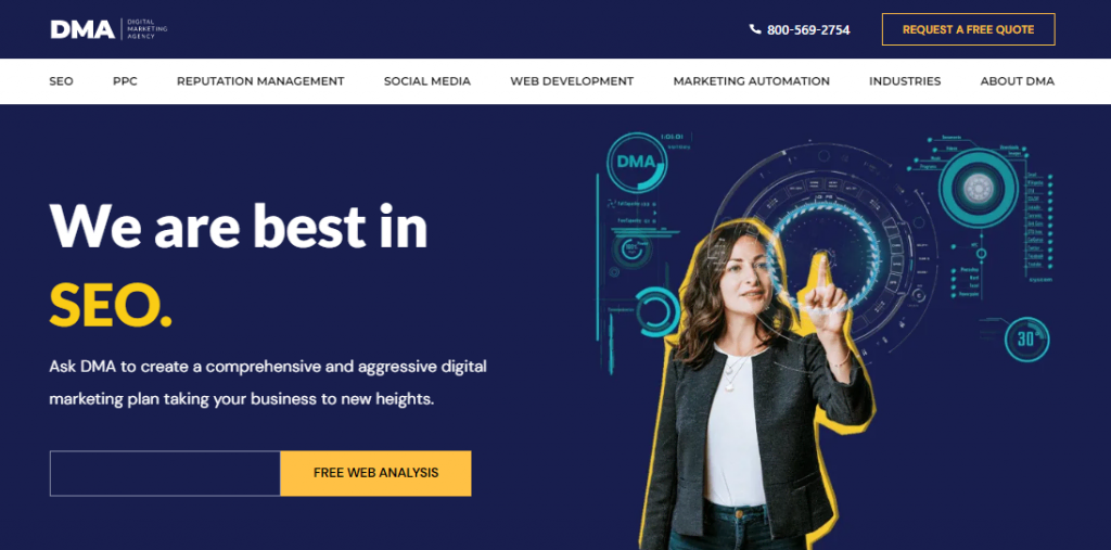Página de inicio del sitio web de la agencia de marketing digital